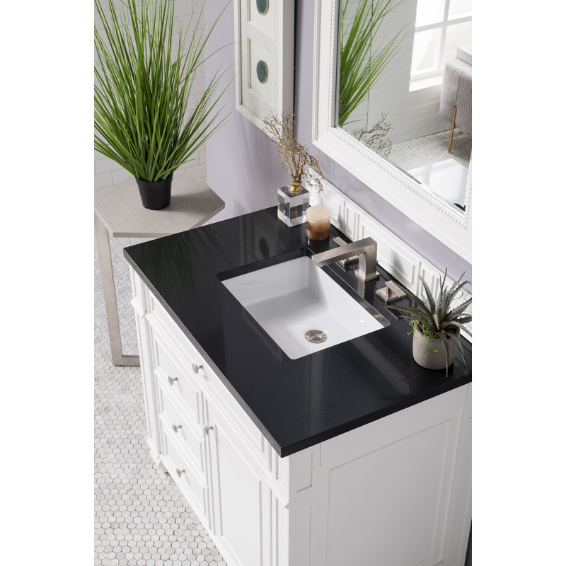 Bristol 36'' W Single Vanity, White Zeus, 8" Widespread, Whitewashed Walnut
