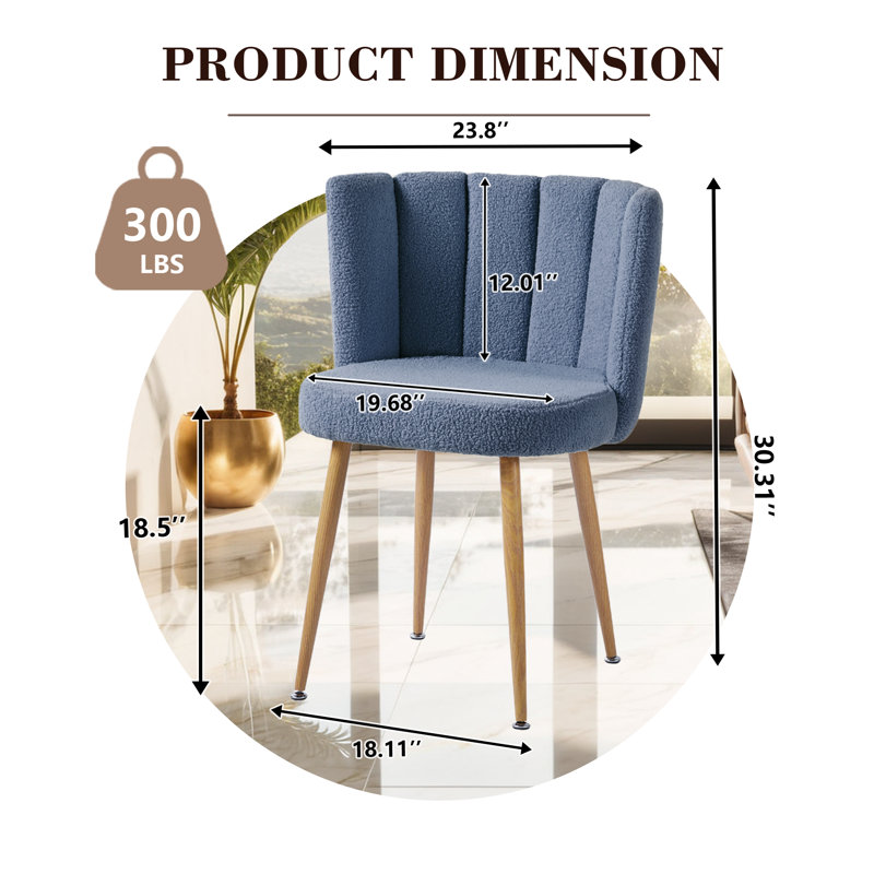 Ensemble de 4 chaises de salle à manger rembourrées Modern Lotus, Bleu
