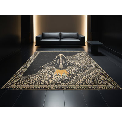 Tapis noir lavable à la machine Eldred Spaceship Cruiser