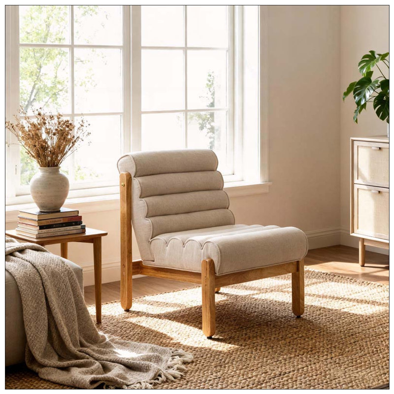 Fauteuil d'appoint Fluffy, Beige + naturel