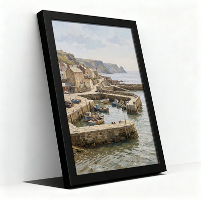 Stone Harbor with Fishing Boats Canvas Wall Art