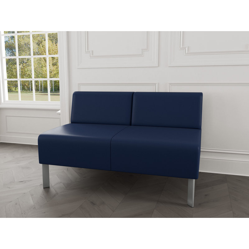 Causeuse sans accoudoirs Luxe Lounge, Acier argent, Modena encre