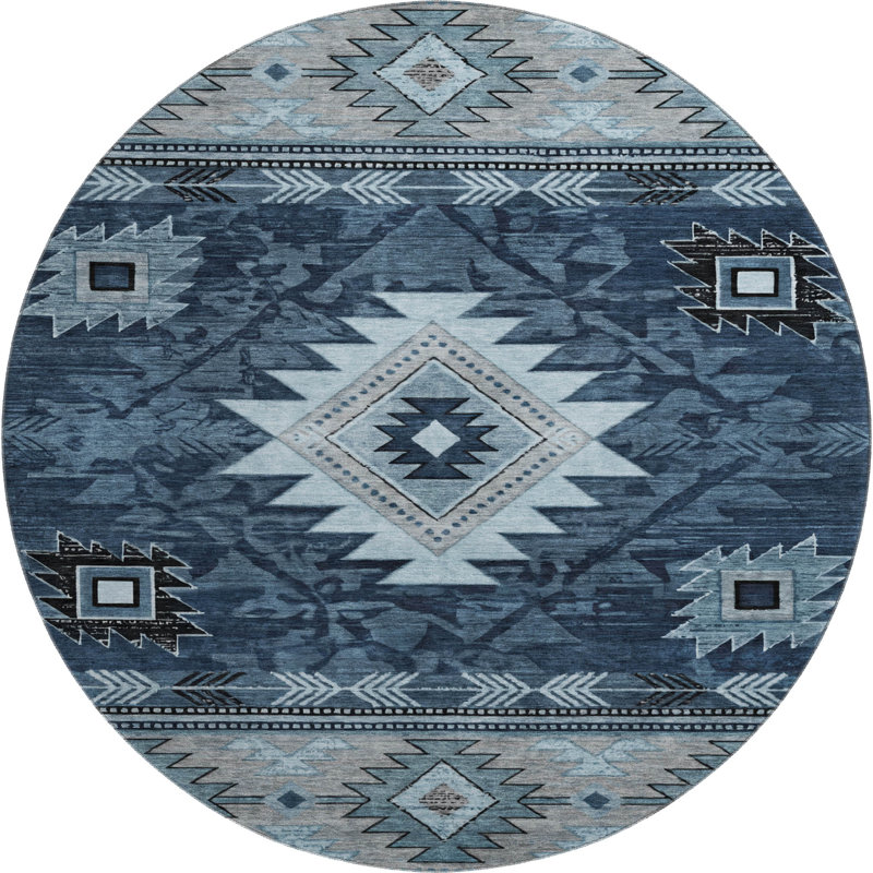 Premium Machine Washable Lucchesi AMF1754 Tribal Rug, Round 8'