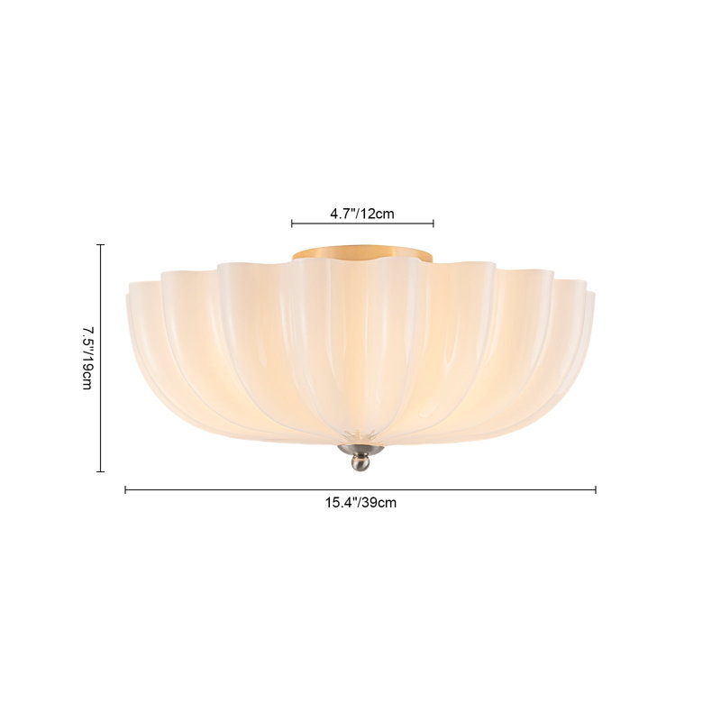 Plafonnier semi-encastré 3 lumières, White, Brushed Brass