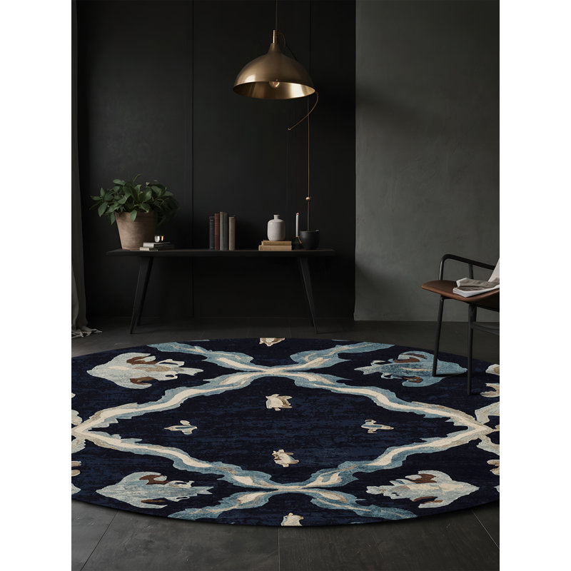 Tapis gris lavable à la machine, Rond 4 pi