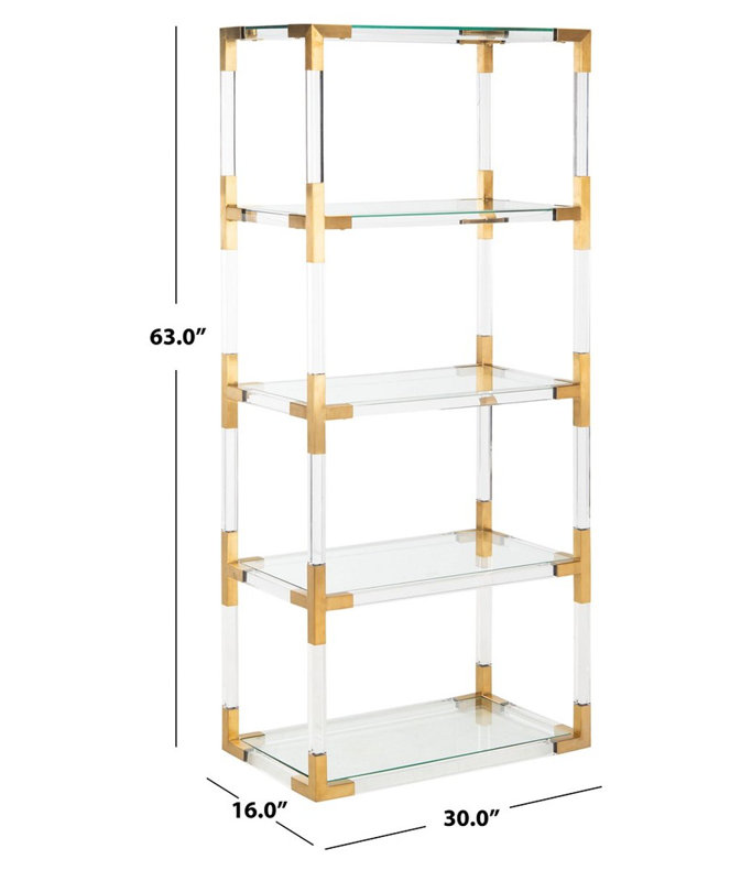 Étagère à livres H 66 "x l 30" Foulkes, Transparent / laiton bronze
