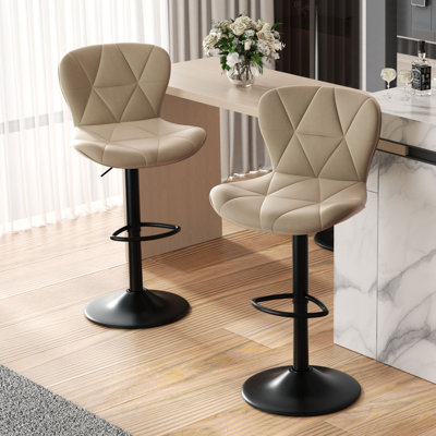 Pet-Friendly Adjustable Height Swivel Bar Stool with Back, Scratch-Resistant Tech Fabric, Footrest and Black Metal Base – Durable Bar Chair for Kitchen Island, Dining Bar, Cat & Dog Owners