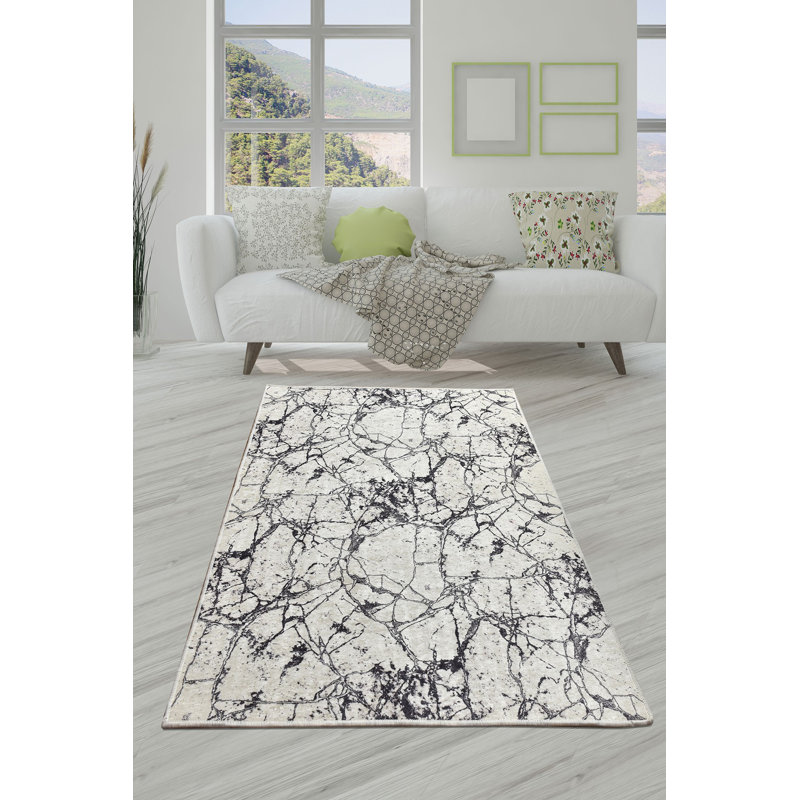Premium Area Rug (5.2 x 7.5 ft), 100% Polyester, 0.2 in Pile Height | Antibacterial, Non-Slip Underside, Machine Washable | Elegant Design for Living Room & Bedroom Decor, Soft and Durable