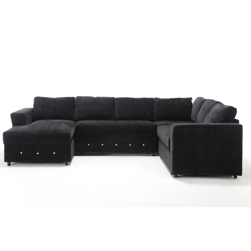 Canapé moderne à 6 places, Chenille noir