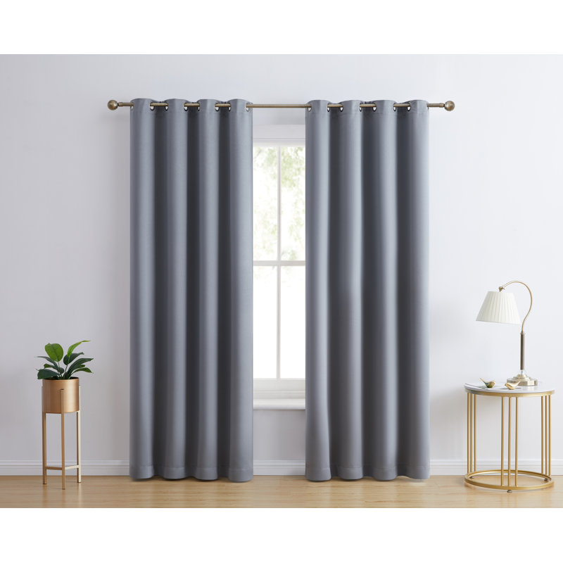 Solid Max 100% Blackout Thermal Grommet Curtain Panels, 52" W x 108" L, Steel Gray