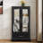 Adjustable Shelf Lighted Glass Curio With Built - In Drawer And Vintage Metal Handle, Black, For Treasures Exhibition Retro Display Cabinet 2 Shelves Barware