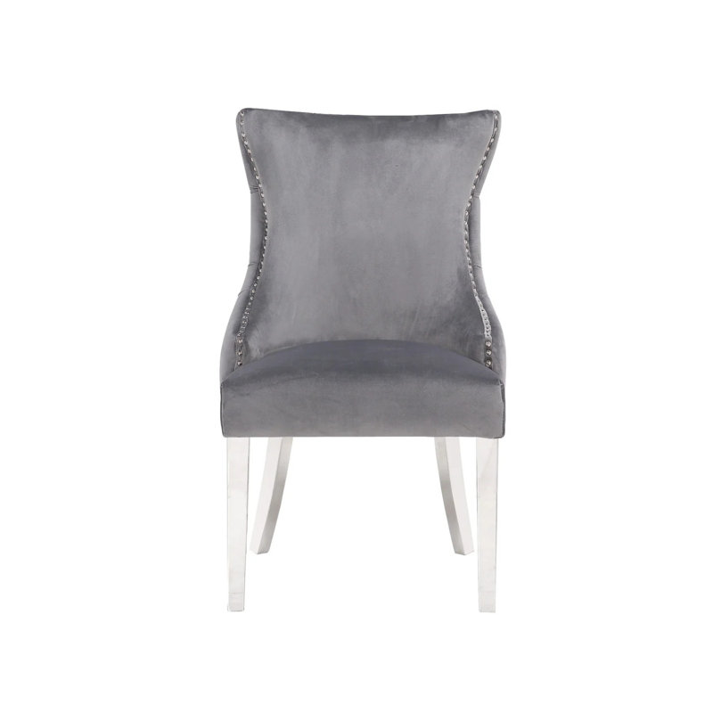 Chaise Stonefort avec pieds en acier, Gris, Gris, Chrome chrome