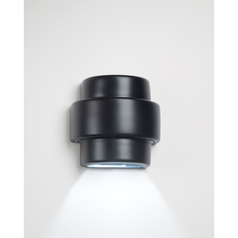 Chiyeko Ceramic Wall Light, LED Bulb Included, 10" H x 10" W x 6" D, Matte Black