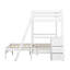 Lit simple superposé au dessus d'un lit double avec bureau intégré et trois tiroirs, blanc