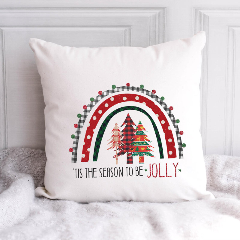 Christmas Rainbow8 Reversible Throw Pillow, 14" x 14"