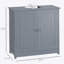 Armoire de salle de bain sous le lavabo avec 2 portes et tablette, meuble-lavabo à piédestal, gris-126590444