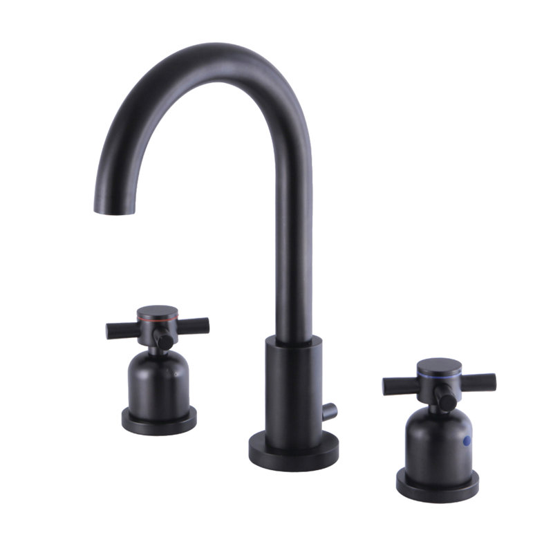Kingston Brass Concord Two-Handle 3-Hole Deck Mount Widespread Bathroom Faucet with Brass Pop-Up Drain, Oil Rubbed Bronze