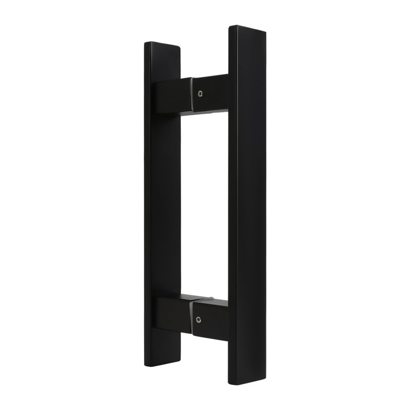 Poignée de porte à double face à tirer, poignée de porte en forme de H (1,57 (l)), Noir mat, 11.81"