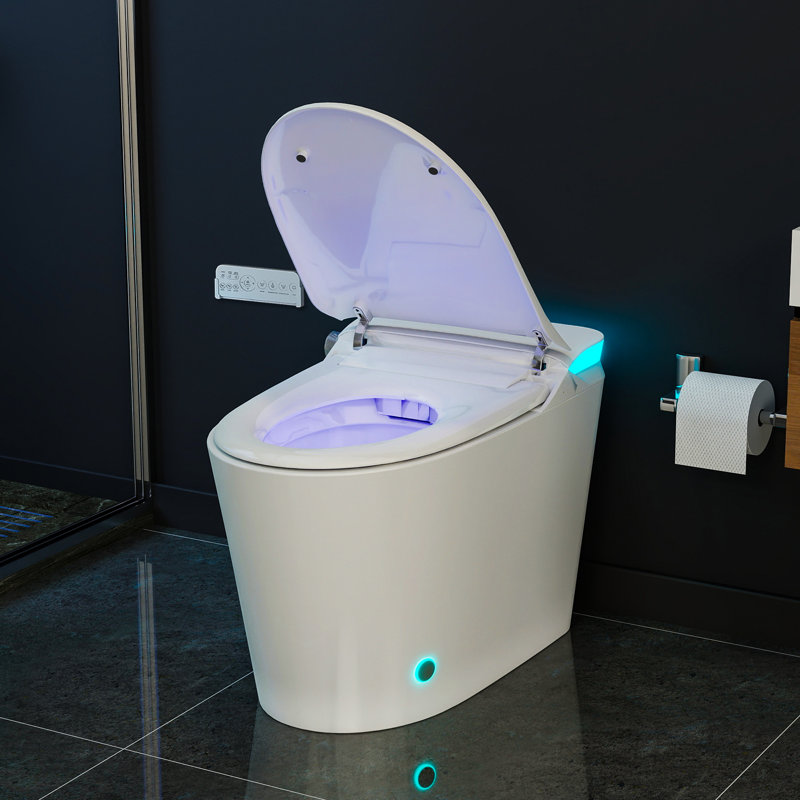 Toilette intelligente sans réservoir avec veilleuse, ouverture / fermeture automatique, bidet et siège chaud