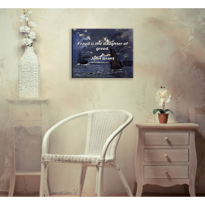 Citation artistique «Fraud is the fille of avidité». Toile tendue par John Grant Gallery
