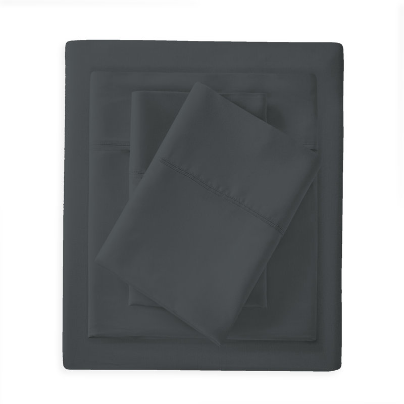 Soft & Silky Cotton Rayon Sheet Set, Queen, Dark Gray