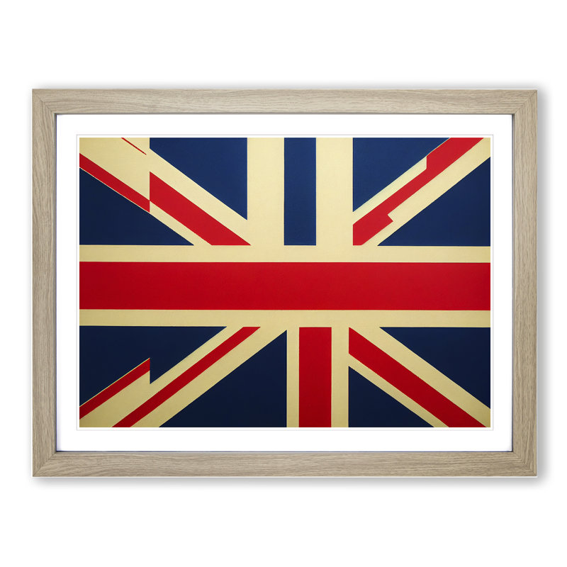 Modern Union Jack Flag Vol.2 - Framed Print, 46cm H x 64cm W x 2cm D, Oak Framed
