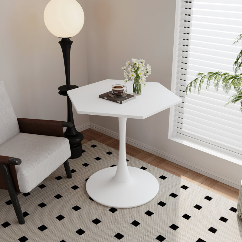 Table basse hexagonale moderne 31,50 "avec plateau en MDF, base en métal, pour la salle à manger, la cuisine, le salon