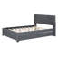 Lit plateforme double tapissier avec tête de lit à motif brique et gigogne simple TG, tissu en lin gris-118662252-118662253
