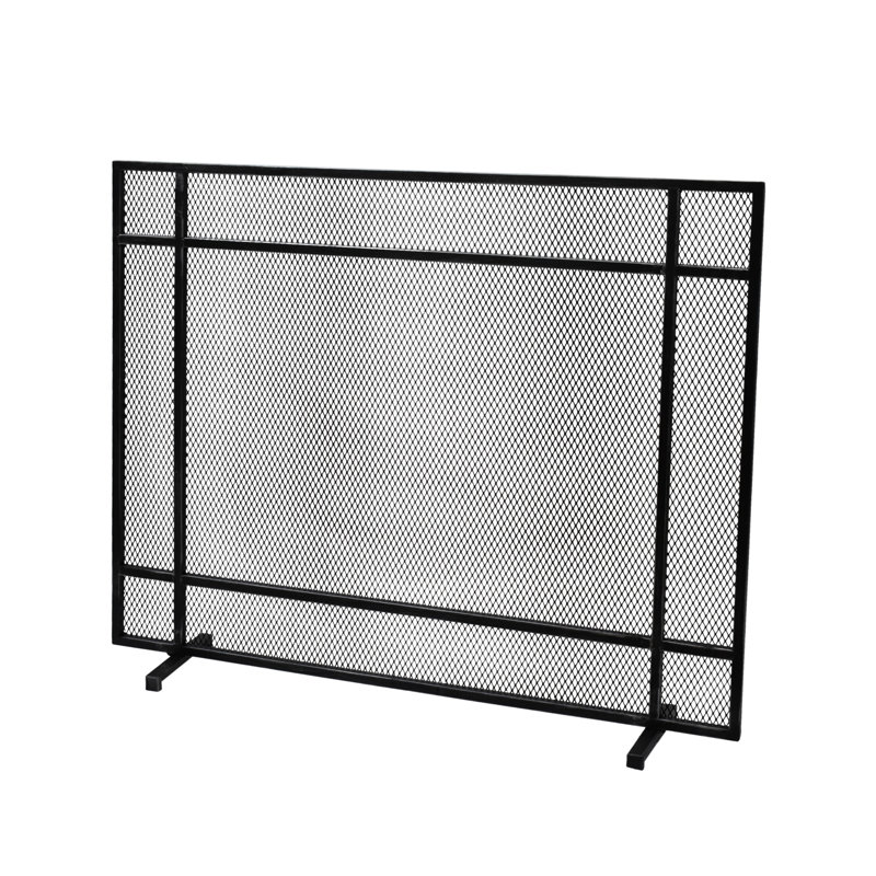 Cloison de foyer moderne - Finition argent brossé noir, 32,56 po de hauteur x 39,93 po de largeur, 8,14 po de profondeur, conception stable