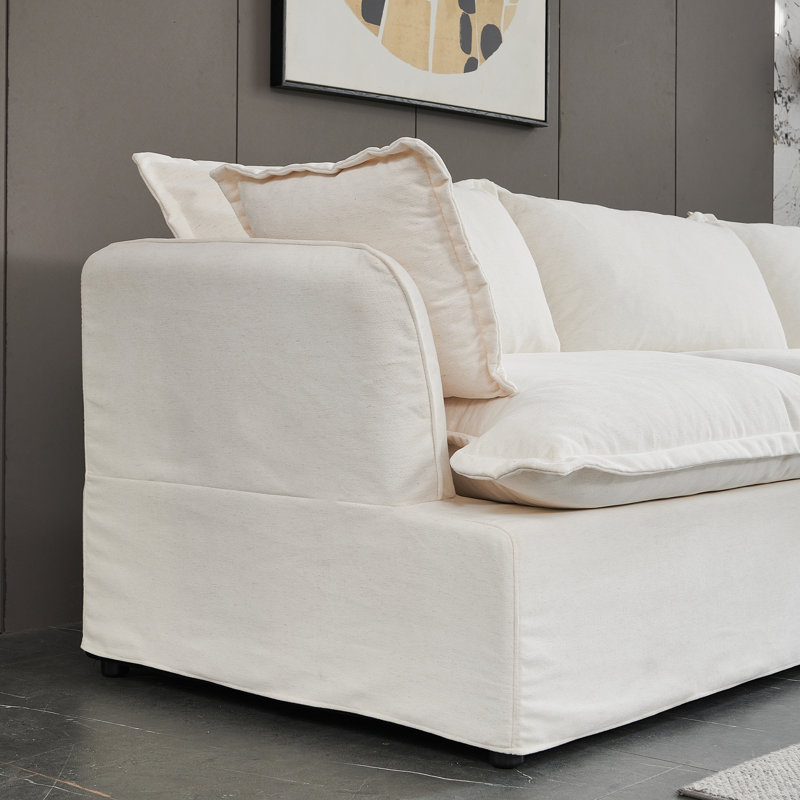  Keiyona 146'' Modular Sectional Sofa Cloud Couch for Living Room, White