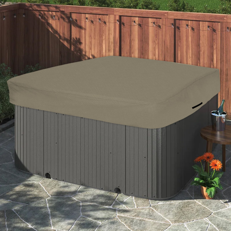 Hot Tub Jacuzzi Outdoor Gazebo Covers/ Cover for Square Hot Tub, Waterproof UV & Weather Resistant Protector, Beige