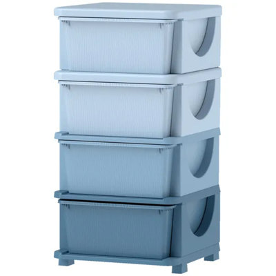Commode 30 po à 4 niveaux avec 4 tiroirs, bleu