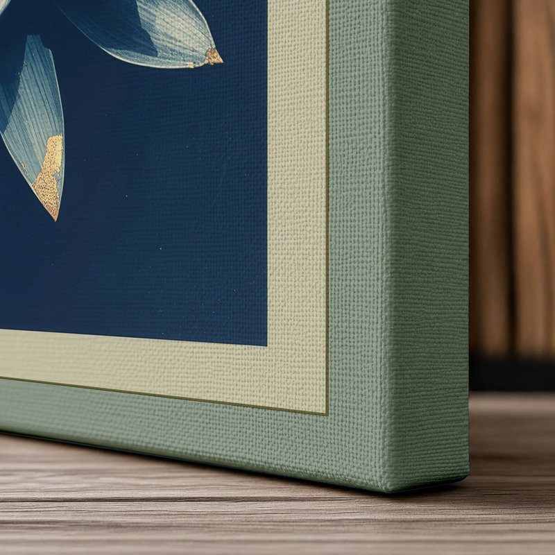 Lotus in Starlight Botanical - Wrapped Canvas, 36x24 - 91.4 x 61.0 cm, Sage Border