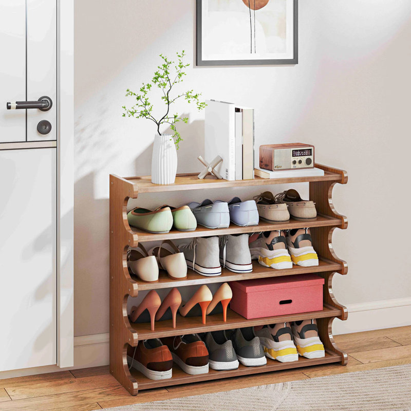 Wood Grain Shoe Rack, Multi-layer Storage Organizer With Independent Cubicles, Space-saving Design For Entryway, Closet & Mudroom