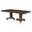 Table de salle à manger traditionnelle avec base à double piédestal et rallonge séparée, table de cuisine