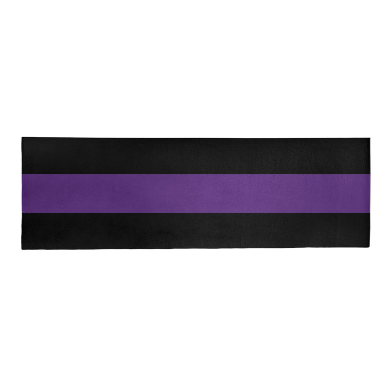 Tapis noir rayé/mauve zone, Tapis de couloir 2 pi 6 po x 8 pi