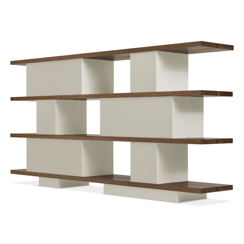 Happy Day Bookcase, (4 Shelves) 41" H x 81" W x 14" D, Walnut/Putty