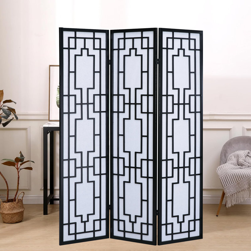 Selyf 70'' W 3 - Panel Wood Folding Room Divider, 70.31"H x 52.5"W x 0.82"D