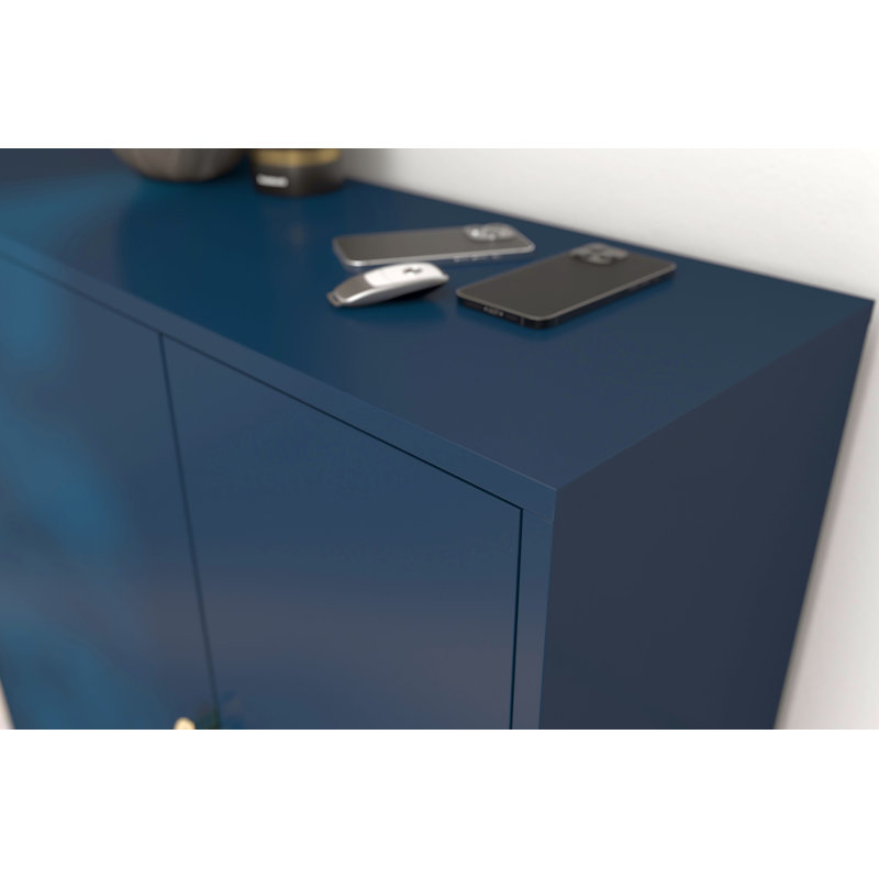 Phillipsburg 8 Pair Shoe Storage Cabinet, Navy Blue