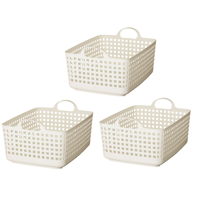 Scandinavia Style Bath Basket Set Of 3, White
