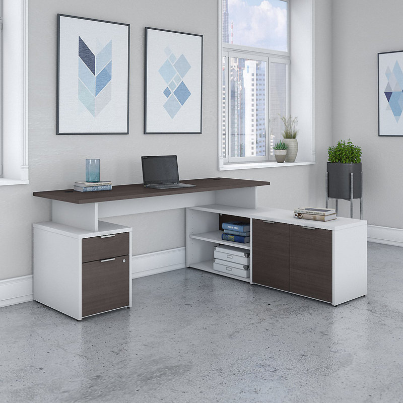 Bureau Jamestown, Gris orage / Blanc, H 29,66 po x l 71,02 po x P 59,17 po