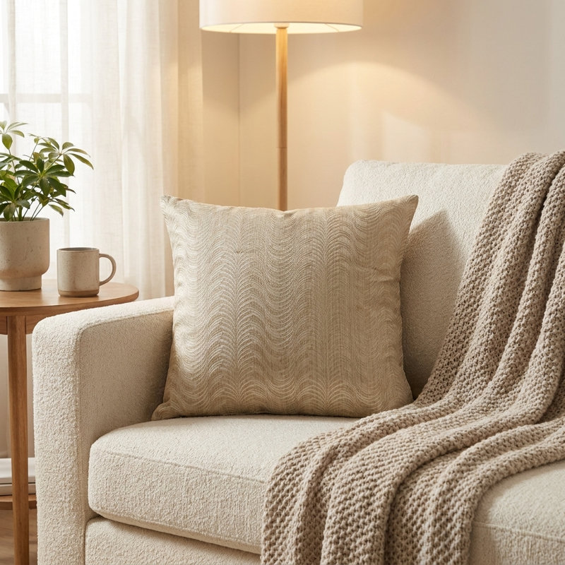 Delicate Waves Chevron Reversible Throw Pillow