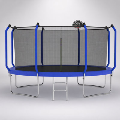 Trampoline 12 pi avec panier de basketball, type renforcé approuvé ASTM pour une activité extérieure sécuritaire et amusante