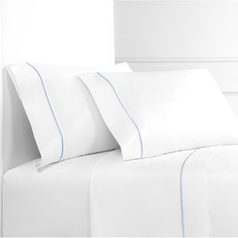 Benin Sheet Set, Queen Sheet Set + Fitted Sheet + 2 Pillowcases, Blue