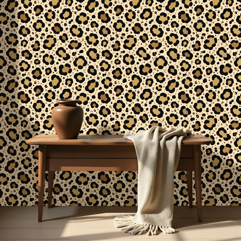 Papier de contact à peler et coller avec du papier peint à motif léopard jaune auto-adhésif et amovible 17,7 po x 118 po (45 x 300 cm)