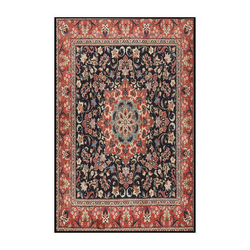Tapis traditionnel rouge / noir Carlen, Rectangle 2 pi x 3 pi