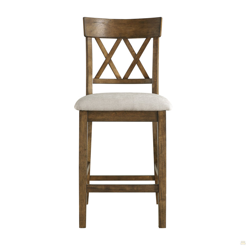 Ensemble de 2 chaises à hauteur de comptoir, Chêne clair, Gris