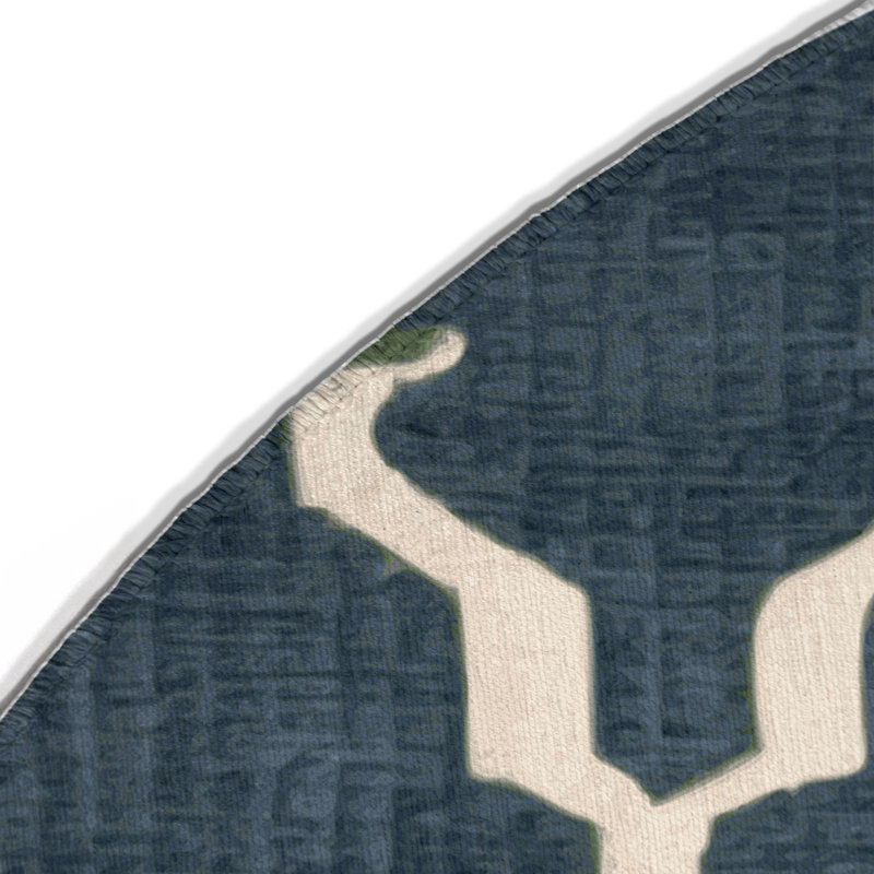 Trellis Gray Indoor and Outdoor Area Rug, Round 5'