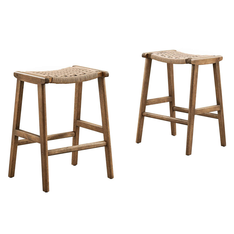 Modway Saoirse Counter/Bar Stools, Counter Stool (26” Seat Height), Natural Rope/Walnut Frame