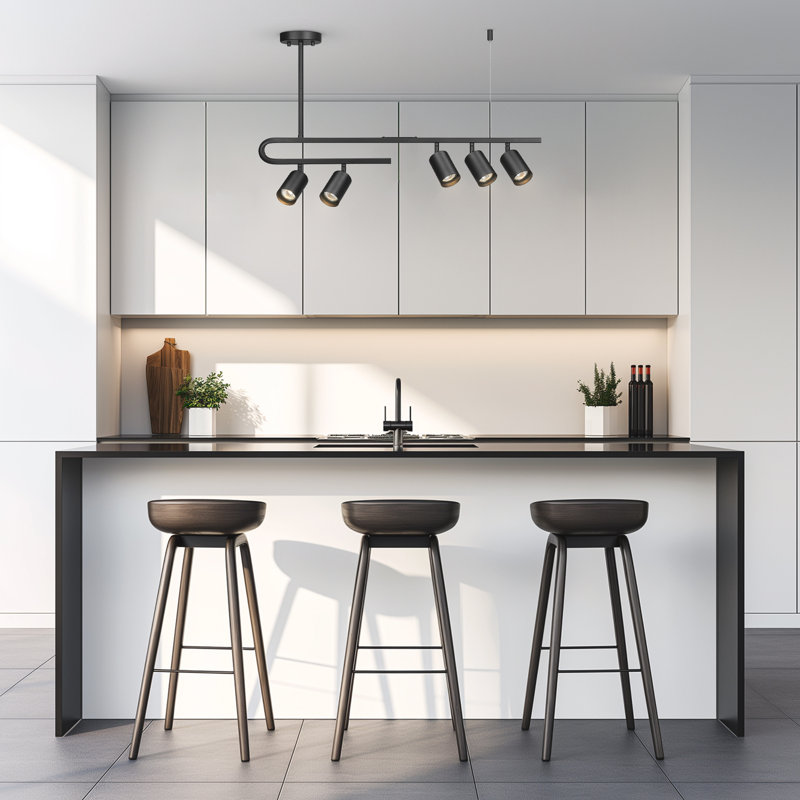 32" 5-Light Matte Black Track Lighting with Pivoting Track Heads